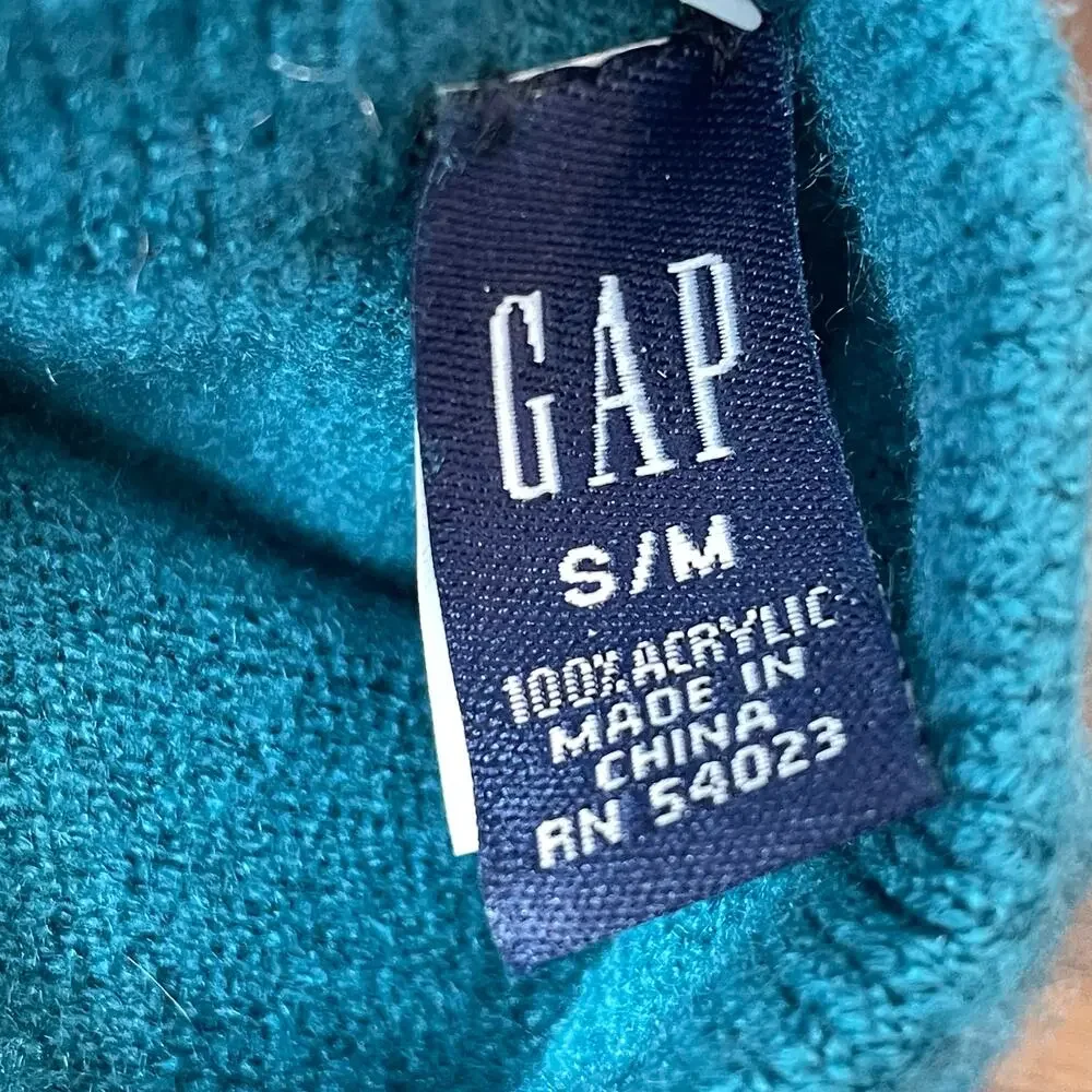 Vintage Y2K Teal Gap Knit Gloves Women Small Med Blue Mittens Winter NOS TAGS
